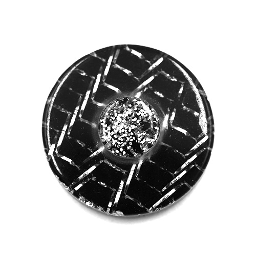19184 Sullivans 15mm Round Plastic Button With Raised Middle And Crisscross Sparkles - Black - 90 In A Tub