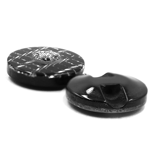 19184 Sullivans 15mm Round Plastic Button With Raised Middle And Crisscross Sparkles - Black - 90 In A Tub