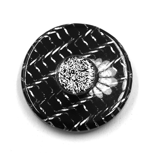 19185 Sullivans 21mm Round Plastic Button With Raised Middle And Crisscross Sparkles - Black - 55 In A Tub