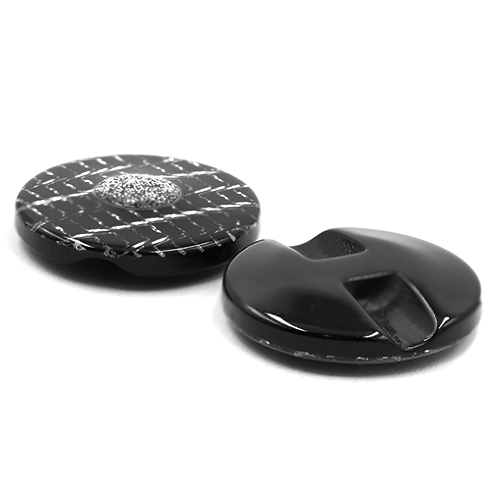 19185 Sullivans 21mm Round Plastic Button With Raised Middle And Crisscross Sparkles - Black - 55 In A Tub