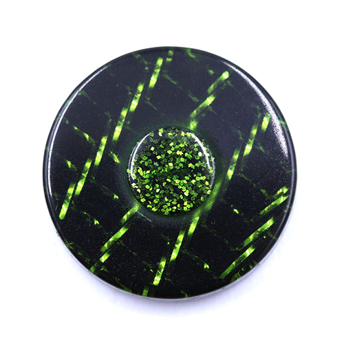 19187 Sullivans 15mm Round Plastic Button With Raised Middle And Crisscross Sparkles - Green - 90 In A Tub