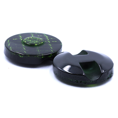 19187 Sullivans 15mm Round Plastic Button With Raised Middle And Crisscross Sparkles - Green - 90 In A Tub