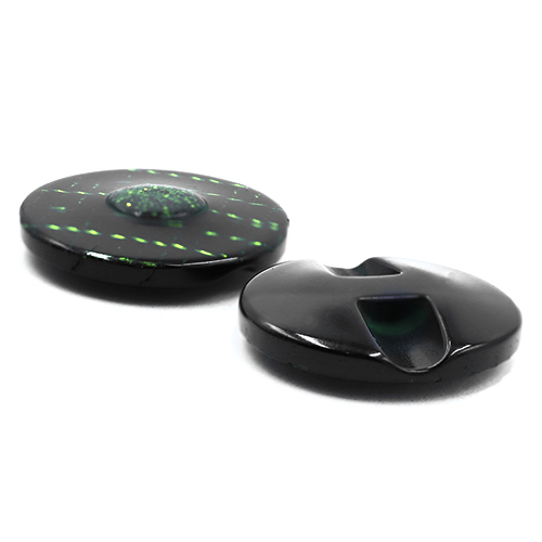 19188 Sullivans 21mm Round Plastic Button With Raised Middle And Crisscross Sparkles - Green - 55 In A Tub