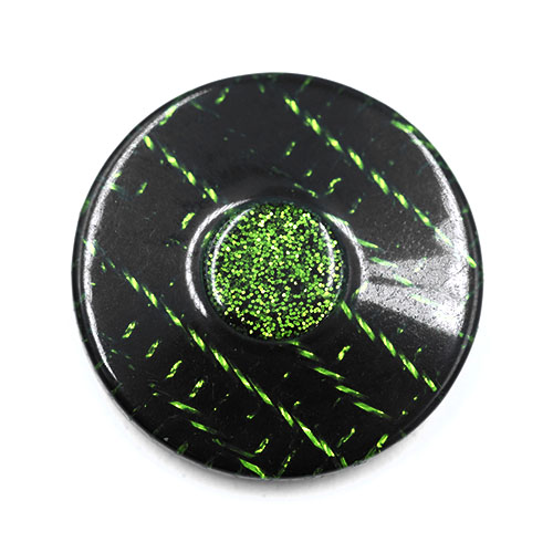 19189 Sullivans 25mm Round Plastic Button With Raised Middle And Crisscross Sparkles - Green - 40 In A Tub