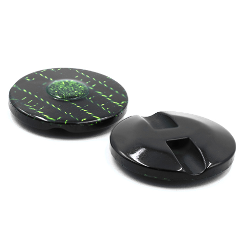 19189 Sullivans 25mm Round Plastic Button With Raised Middle And Crisscross Sparkles - Green - 40 In A Tub