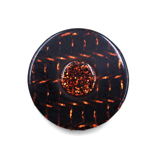 19190 Sullivans 15mm Round Plastic Button With Raised Middle And Crisscross Sparkles - Coffee - 90 In A Tu