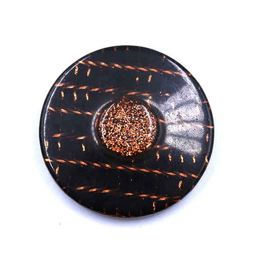 19192 Sullivans 25mm Round Plastic Button With Raised Middle And Crisscross Sparkles - Coffee - 40 In A Tu