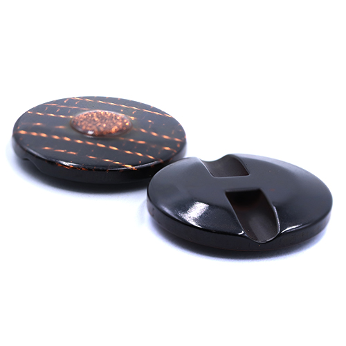 19192 Sullivans 25mm Round Plastic Button With Raised Middle And Crisscross Sparkles - Coffee - 40 In A Tu