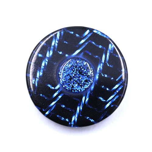 19193 Sullivans 15mm Round Plastic Button With Raised Middle And Crisscross Sparkles - Royal - 90 In A Tub