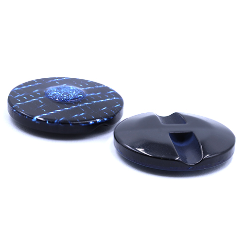 19195 Sullivans 25mm Round Plastic Button With Raised Middle And Crisscross Sparkles - Royal - 40 In A Tub