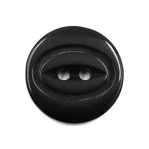 19202 Sullivans 15mm Round Plastic Button With Two Oval Lines Surrounding Hole - Black - 80 In A Tube