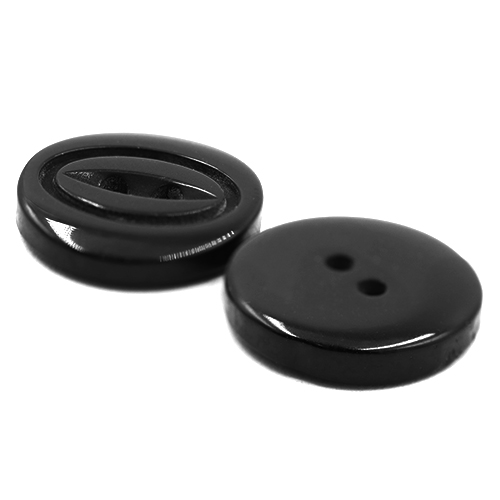 19202 Sullivans 15mm Round Plastic Button With Two Oval Lines Surrounding Hole - Black - 80 In A Tube
