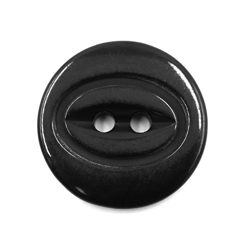 19203 Sullivans 18mm Round Plastic Button With Two Oval Lines Surrounding Hole - Black - 65 In A Tube