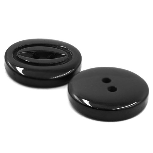 19203 Sullivans 18mm Round Plastic Button With Two Oval Lines Surrounding Hole - Black - 65 In A Tube