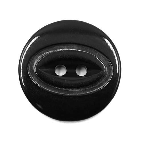 19204 Sullivans 21mm Round Plastic Button With Two Oval Lines Surrounding Hole - Black - 55 In A Tube