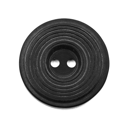 19207 Sullivans 21mm Round Plastic Button With Circular Groves - Black - 65 In A Tube