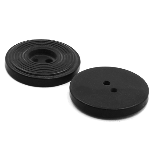 19207 Sullivans 21mm Round Plastic Button With Circular Groves - Black - 65 In A Tube