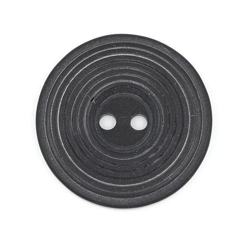 19208 Sullivans 25mm Round Plastic Button With Circular Groves - Black - 45 In A Tube