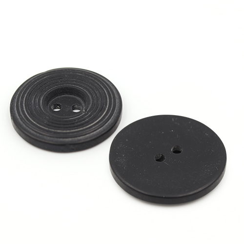 19208 Sullivans 25mm Round Plastic Button With Circular Groves - Black - 45 In A Tube