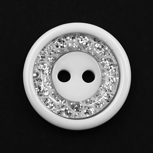 19215 Sullivans 18mm Round Plastic Button 2 Hole With Diamonte Circle - White - 55 In A Tube