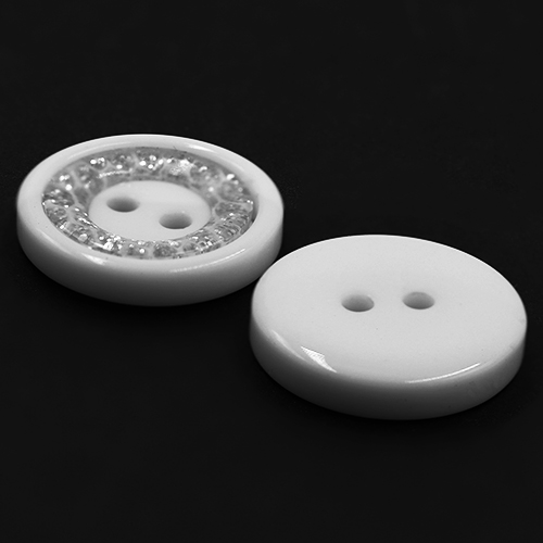 19215 Sullivans 18mm Round Plastic Button 2 Hole With Diamonte Circle - White - 55 In A Tube