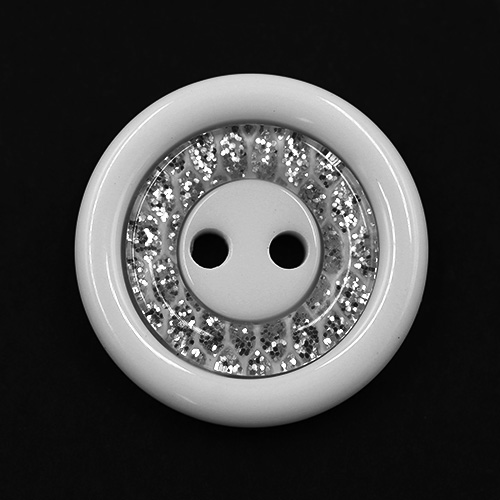19216 Sullivans 21mm Round Plastic Button 2 Hole With Diamonte Circle - White - 40 In A Tube