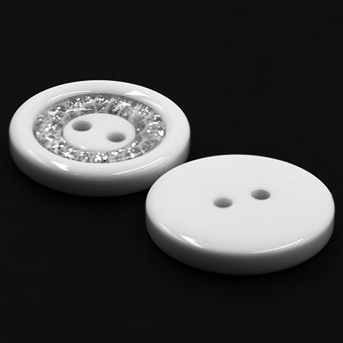 19216 Sullivans 21mm Round Plastic Button 2 Hole With Diamonte Circle - White - 40 In A Tube