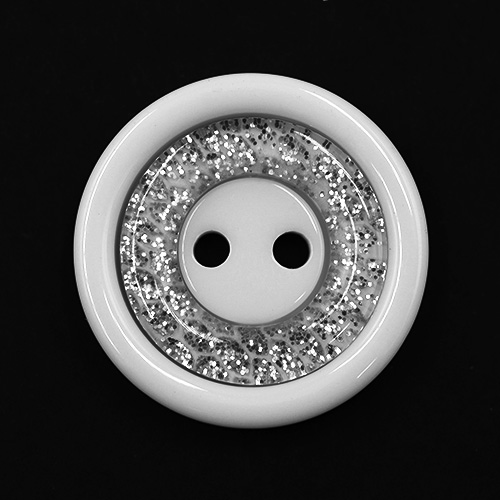 19217 Sullivans 25mm Round Plastic Button 2 Hole With Diamonte Circle - White - 28 In A Tube