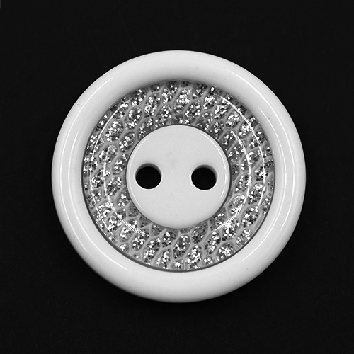 19218 Sullivans 30mm Round Plastic Button 2 Hole With Diamonte Circle - White - 22 In A Tube