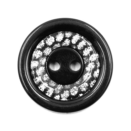 19220 Sullivans 21mm Round Plastic Button 2 Hole With Diamonte Circle - Black - 40 In A Tube