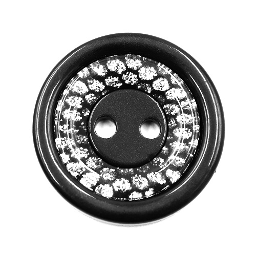 19221 Sullivans 25mm Round Plastic Button 2 Hole With Diamonte Circle - Black - 28 In A Tube