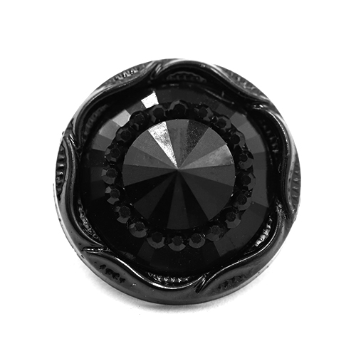 19223 Sullivans 18mm Round Plastic Shank Button With Centre Black Pinnacle - Black - 43 In A Tube