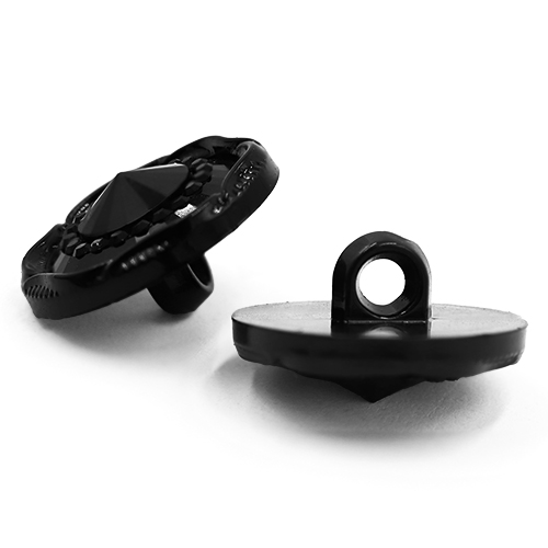 19223 Sullivans 18mm Round Plastic Shank Button With Centre Black Pinnacle - Black - 43 In A Tube