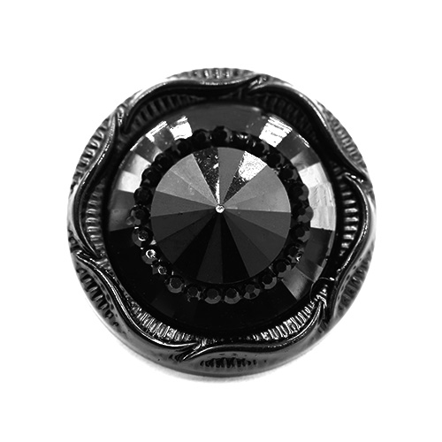 19224 Sullivans 21mm Round Plastic Shank Button With Centre Black Pinnacle - Black - 30 In A Tube