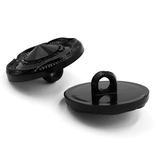 19224 Sullivans 21mm Round Plastic Shank Button With Centre Black Pinnacle - Black - 30 In A Tube