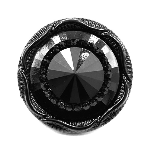 19225 Sullivans 25mm Round Plastic Shank Button With Centre Black Pinnacle - Black - 23 In A Tube