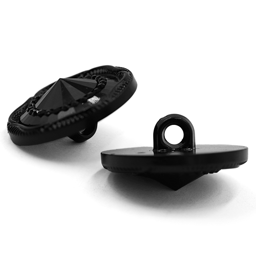 19225 Sullivans 25mm Round Plastic Shank Button With Centre Black Pinnacle - Black - 23 In A Tube