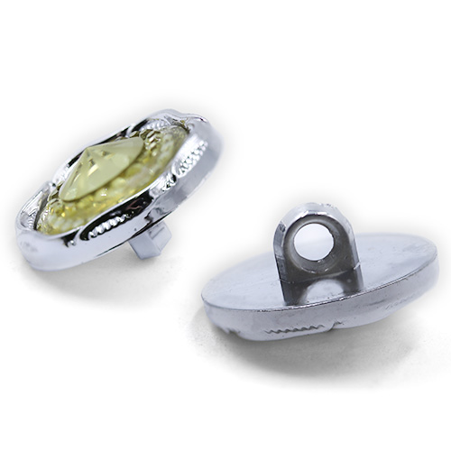 19227 Sullivans 18mm Round Plastic Shank Button With Sparkle Yellow Centre Pinnacle - Silver - 43 In A Tub