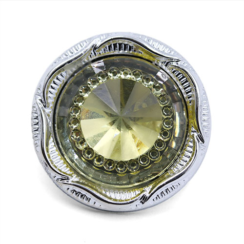 19228 Sullivans 21mm Round Plastic Shank Button With Sparkle Yellow Centre Pinnacle - Silver - 30 In A Tub