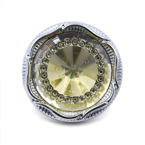 19229 Sullivans 25mm Round Plastic Shank Button With Sparkle Yellow Centre Pinnacle - Silver - 23 In A Tub