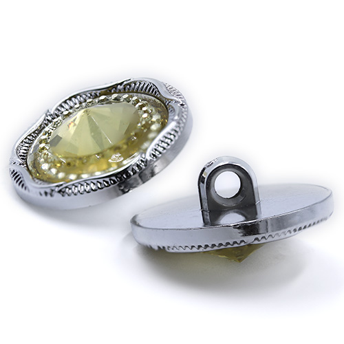 19229 Sullivans 25mm Round Plastic Shank Button With Sparkle Yellow Centre Pinnacle - Silver - 23 In A Tub