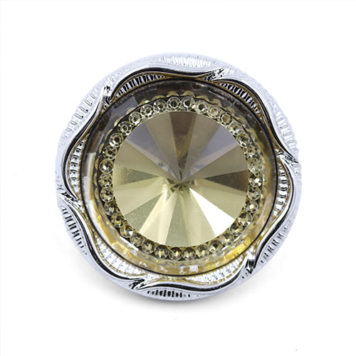 19230 Sullivans 30mm Round Plastic Shank Button With Sparkle Yellow Centre Pinnacle - Silver - 18 In A Tub