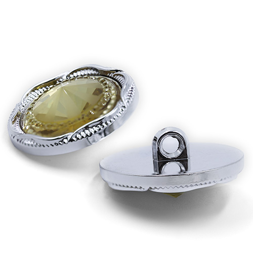 19230 Sullivans 30mm Round Plastic Shank Button With Sparkle Yellow Centre Pinnacle - Silver - 18 In A Tub