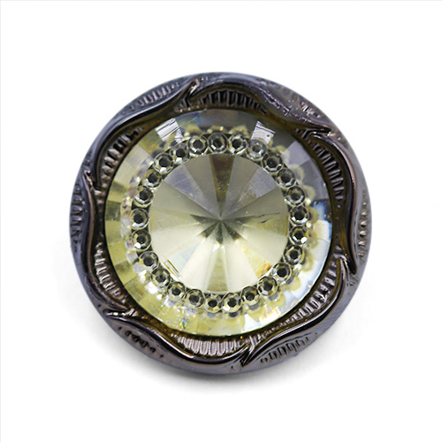 19231 Sullivans 18mm Round Plastic Shank Button With Sparkle Yellow Centre Pinnacle - Antique Gold - 43 In