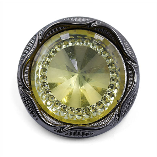 19234 Sullivans 30mm Round Plastic Shank Button With Sparkle Yellow Centre Pinnacle - Antique Gold - 18 In