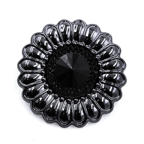 19235 Sullivans 38mm Round Plastic Shank Button With Antique Gold Flower Pattern - Black Pinnacle - 20 In 