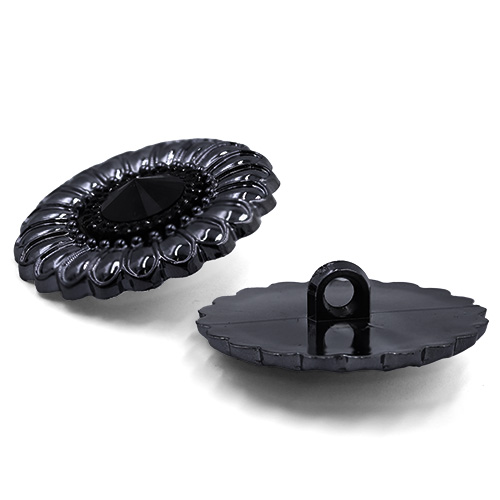 19235 Sullivans 38mm Round Plastic Shank Button With Antique Gold Flower Pattern - Black Pinnacle - 20 In 