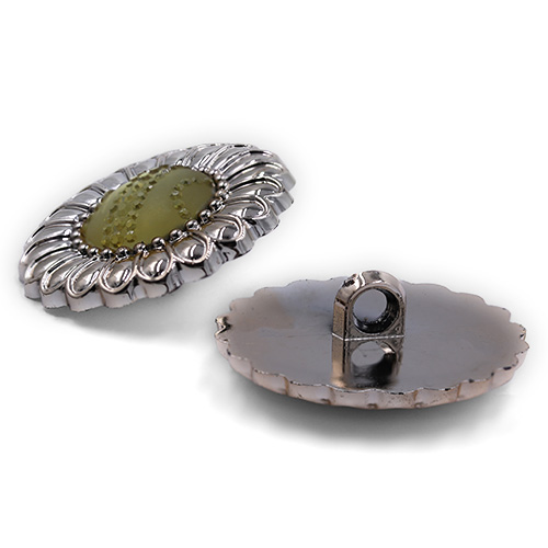 19237 Sullivans 38mm Round Plastic Shank Button With Gold Flower Pattern - White Sparkles - 20 In A Tube