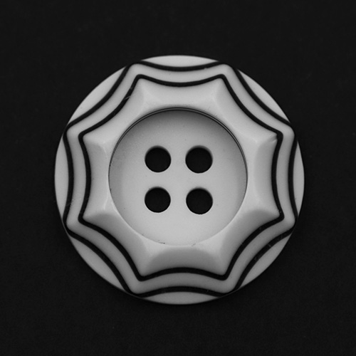 19261 Sullivans 21mm Round Plastic Button 4 Hole - White With Raised Black Borders - 45 In A Tube 