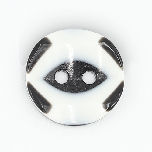 19262 Sullivans 15mm Round Plastic Button 2 Hole With Black Markings - White - 75 In A Tube